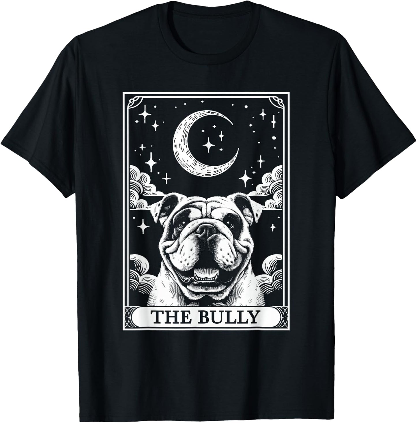 Tarot Card Vintage Crescent Moon Bulldog Bully Dog Mom T-Shirt - T-Shirt | Black