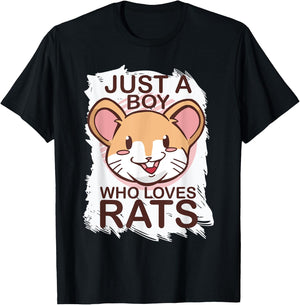 Just A Boy Who Loves Rats Rat Lover Gift T-Shirt - T-Shirt | Black