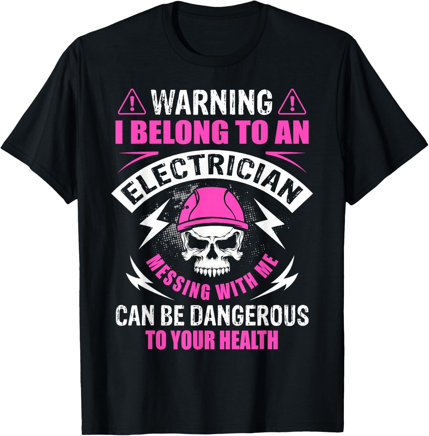 Warning I Belong To Electrician Girlfriend Wife Funny T-Shirt - T-Shirt | Black