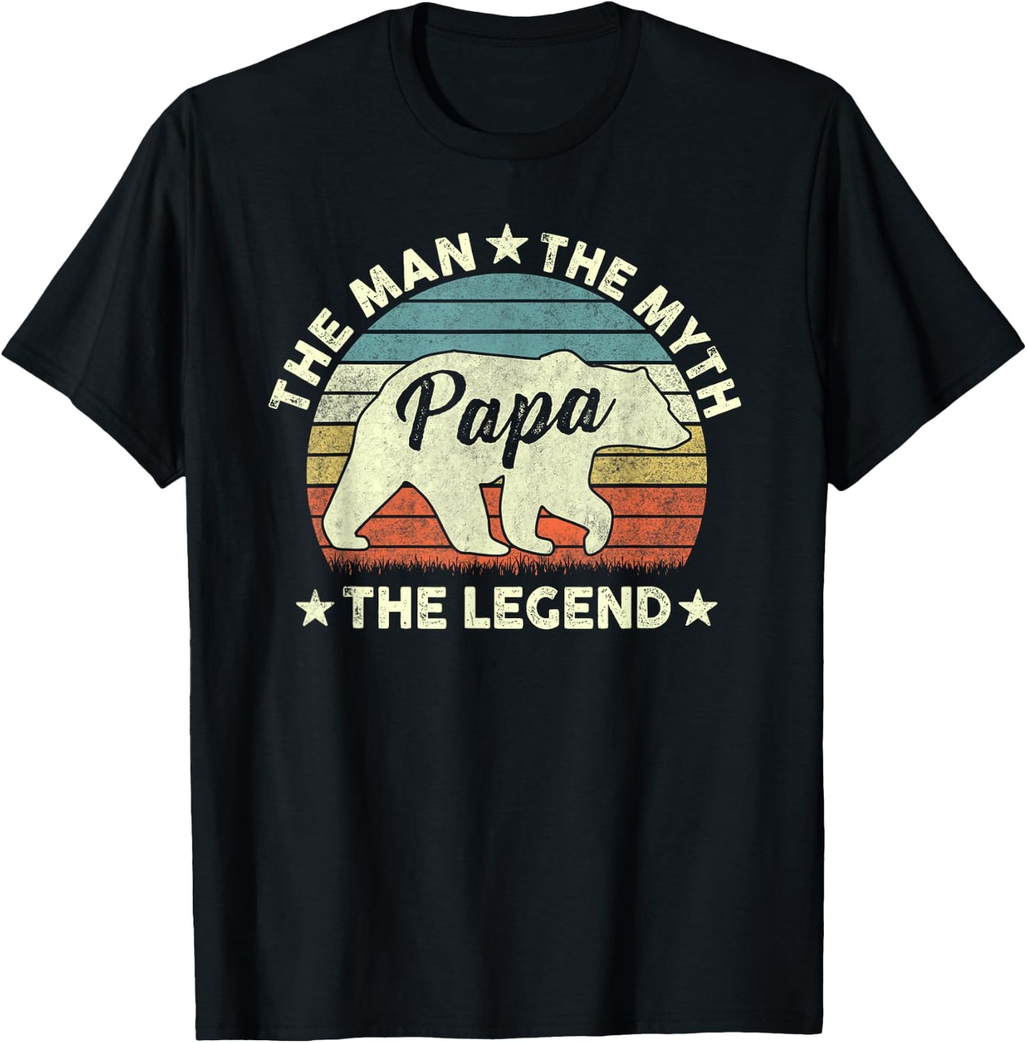 Papa Bear Shirt Gift Father's Day The Man Myth Legend T-Shirt - T-Shirt | Black