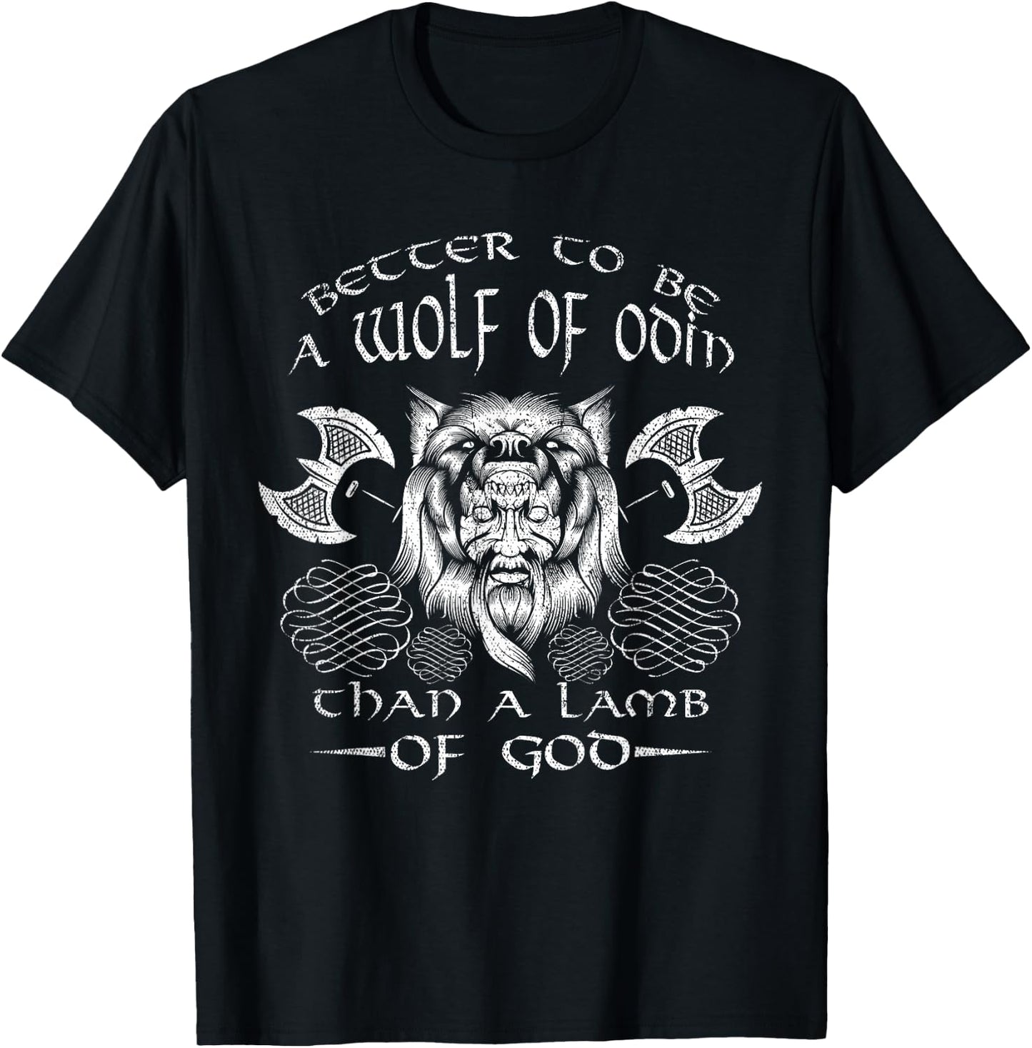 Lieber ein Wolf Odins als ein Lamb Gottes Valhalla Viking T-Shirt - T-Shirt | Black