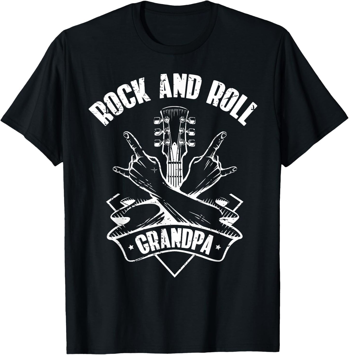 Rock n Roll Grandpa Vintage Guitar Player T-Shirt - T-Shirt | Black