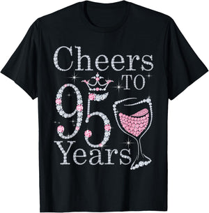 Cheers to 95 Years 1927 95Th Birthday Gift T-Shirt - T-Shirt | Black