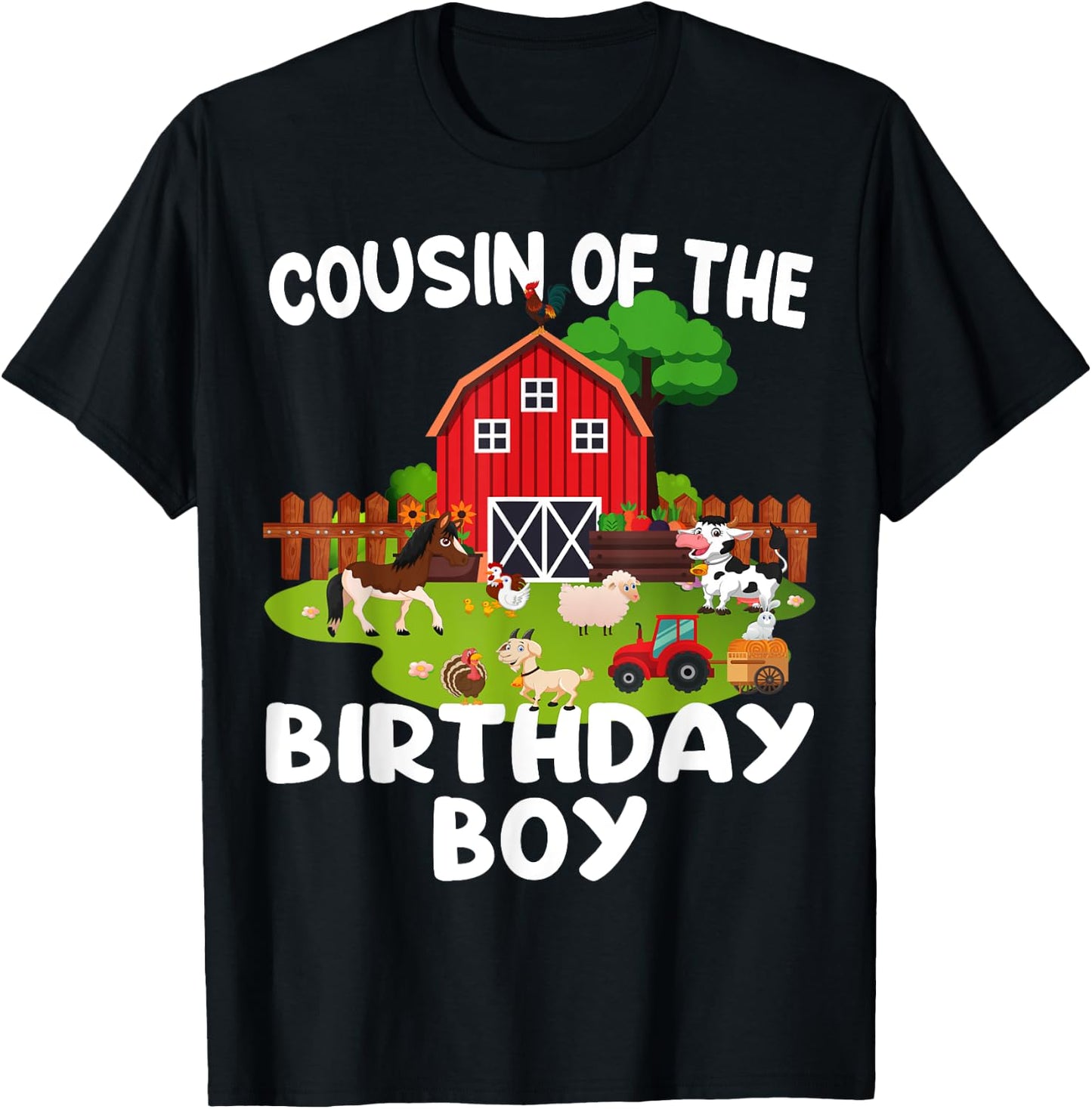 Barnyard Birthday Farm Animals Cousin Birthday Boy T-Shirt - T-Shirt | Black
