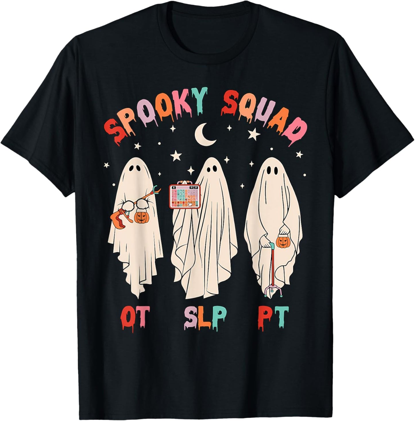 Spooky Squad SLP OT PT Ghost Occupational Therapy T-Shirt - T-Shirt | Black