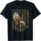 Camo American Flag Short-eared Owl Bird 4th Of July Women Men T-Shirt - T-Shirt | Black