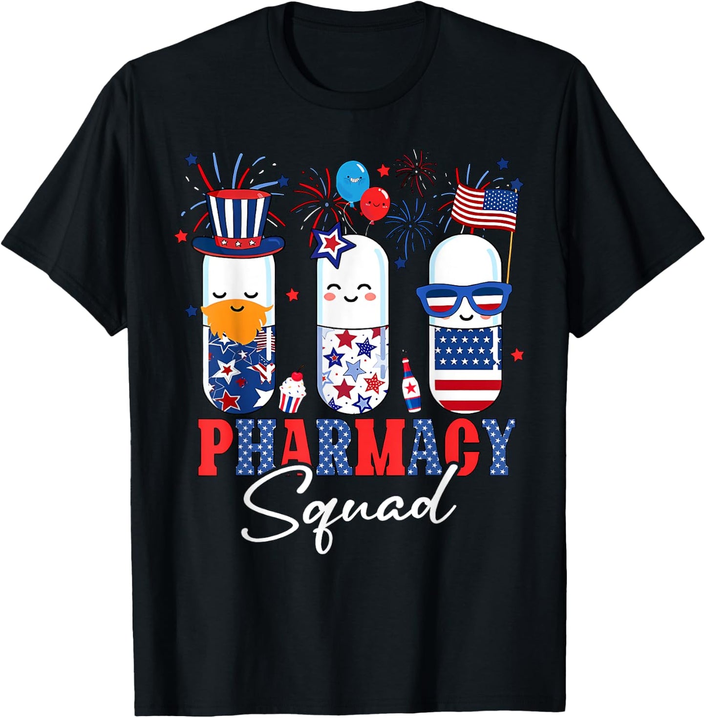 4th Of July Pharmacy Squad Pharmacy Technician Patriotic Women Men T-Shirt - T-Shirt | Black