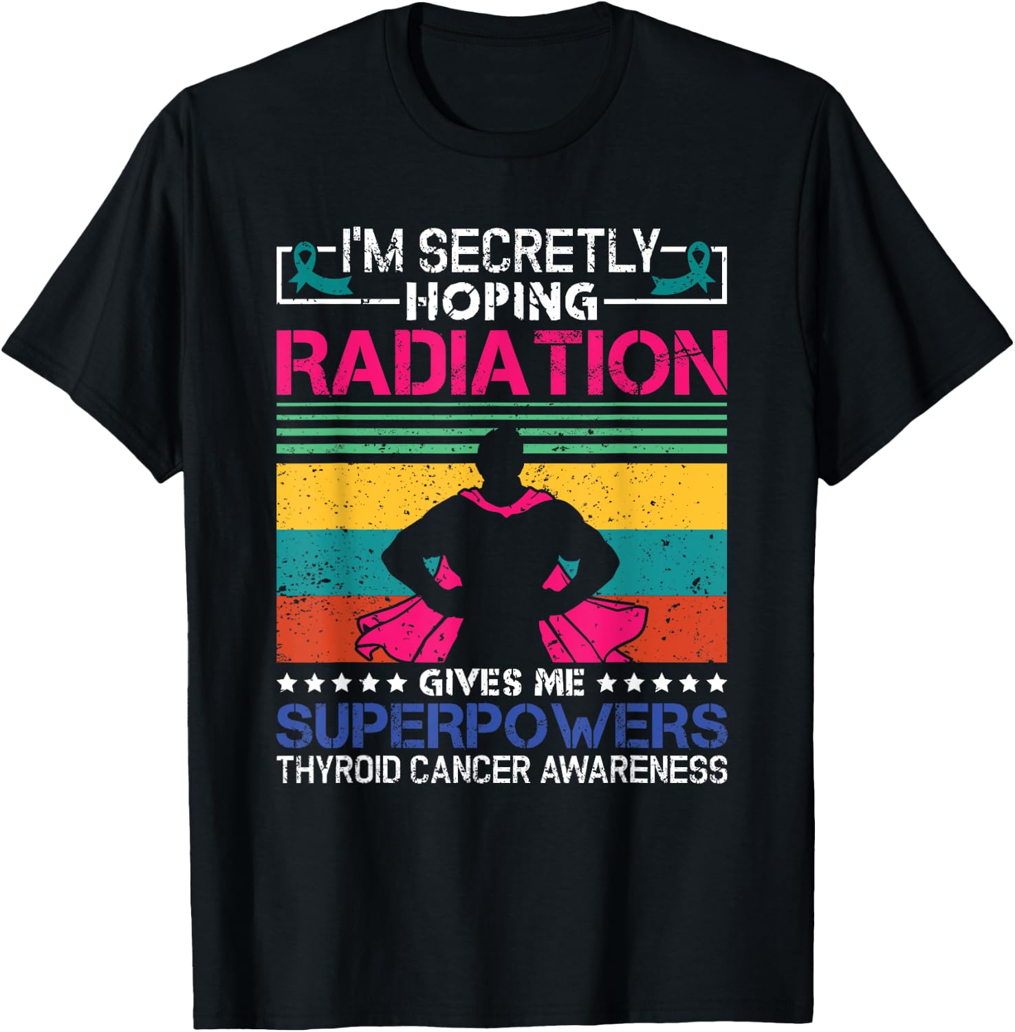 Thyroid Cancer Awareness Patient Warrior Radiation Therapy T-Shirt - T-Shirt | Black