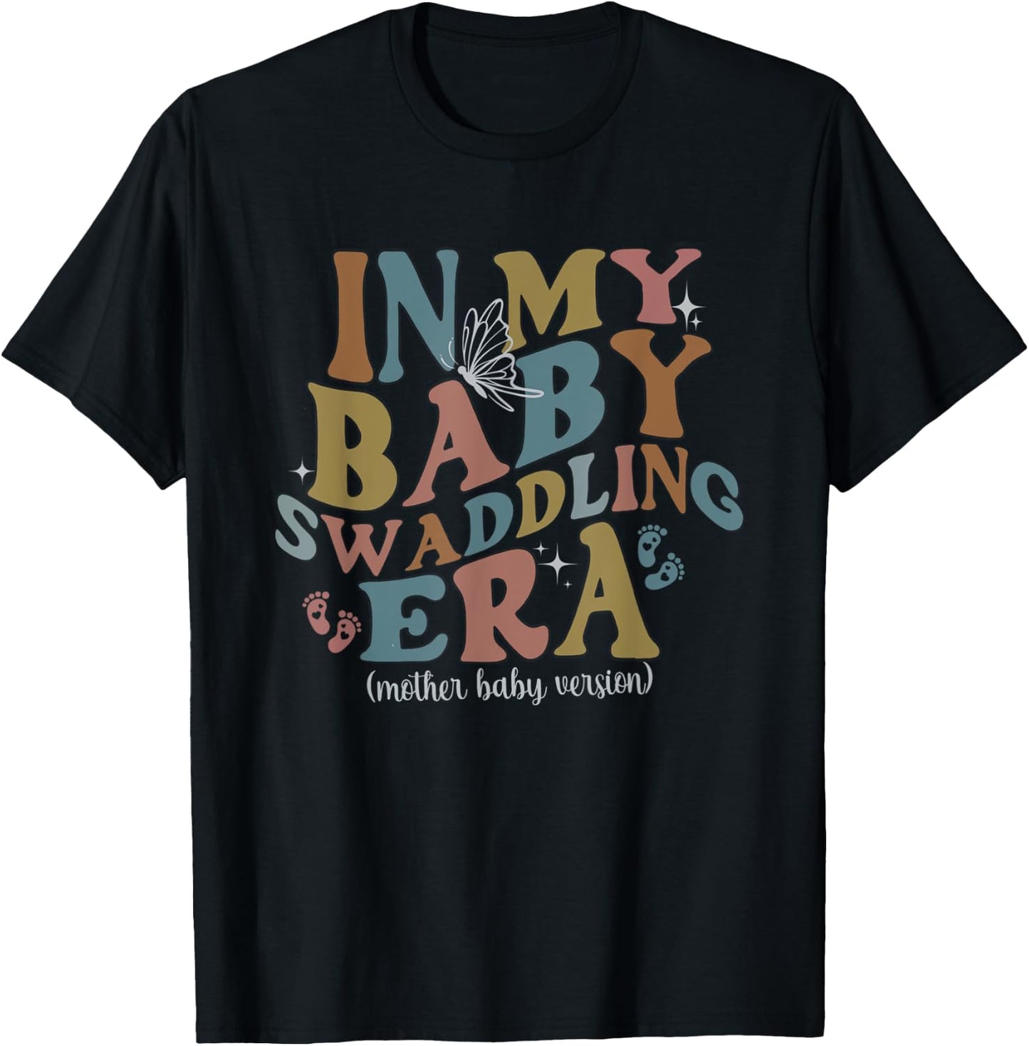 Women Retro In My Baby Swaddling Era Mother Baby Nurse MBU T-Shirt - T-Shirt | Black
