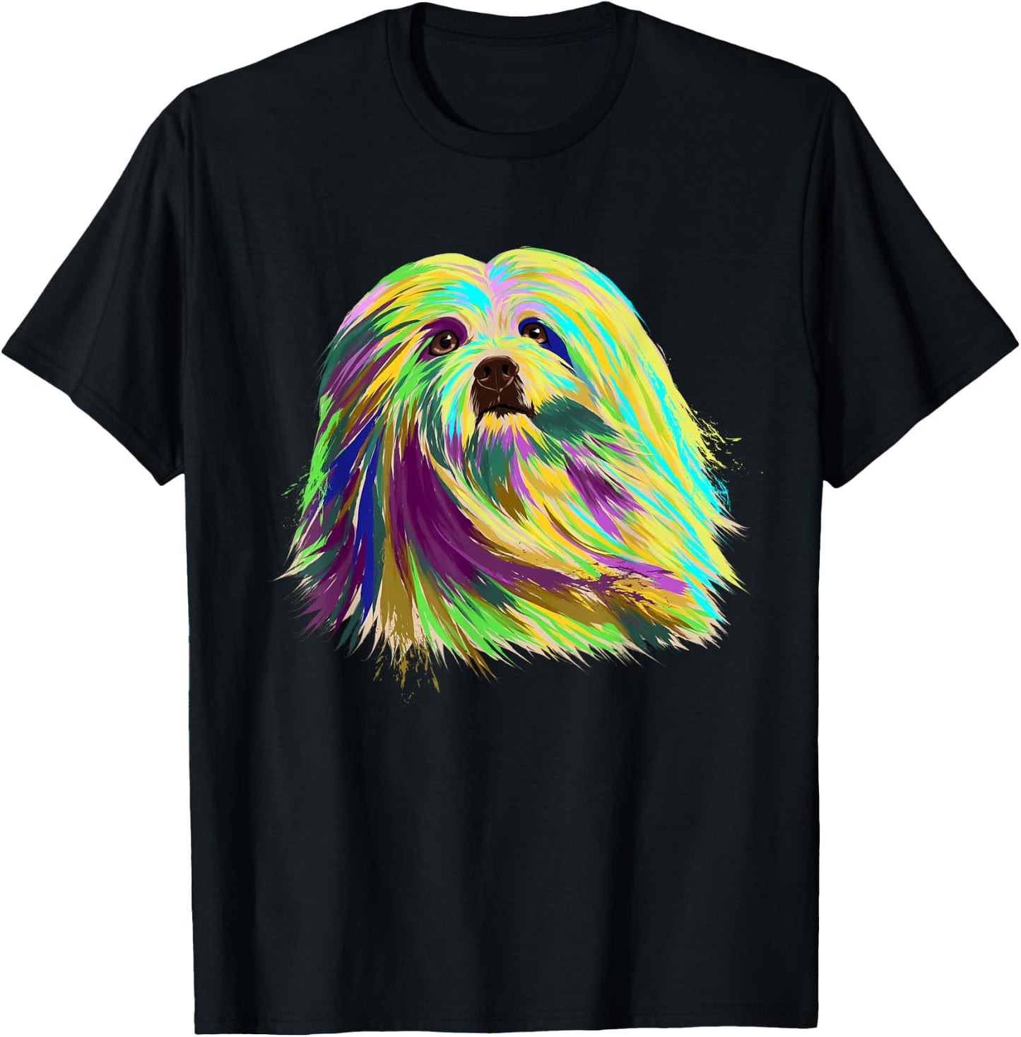 Splash Lhasa Apso Dog T-Shirt - T-Shirt | Black