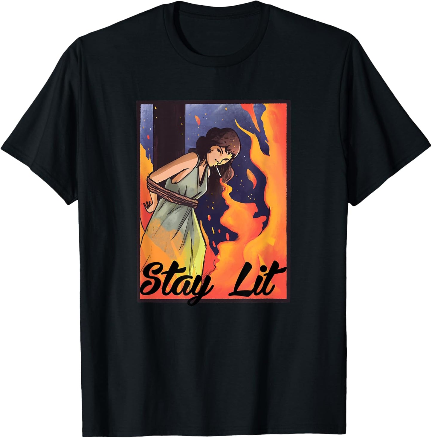 Burning Witch Smoking - Stay Lit T-Shirt - T-Shirt | Black