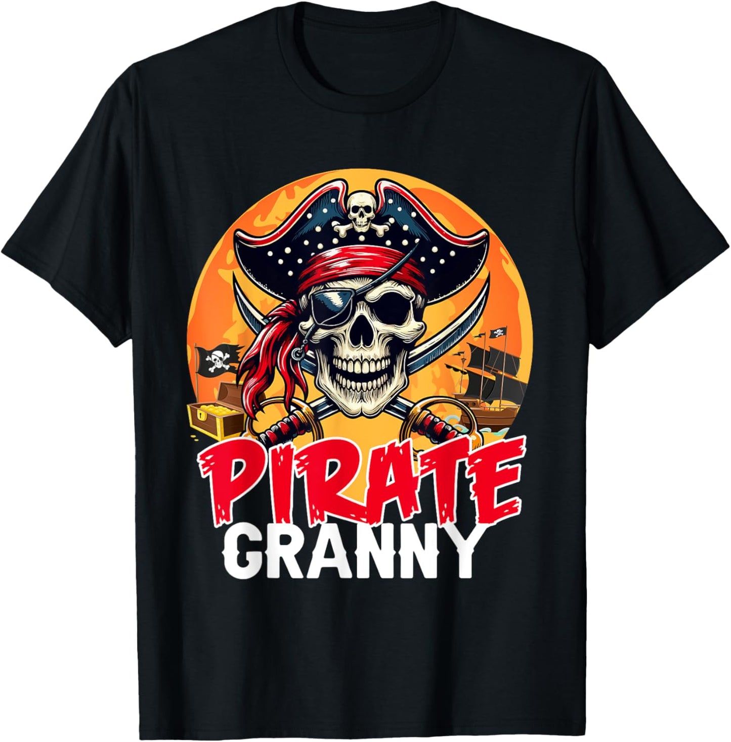 Pirate Granny Halloween Horror Pirate Skull Costume Family T-Shirt - T-Shirt | Black