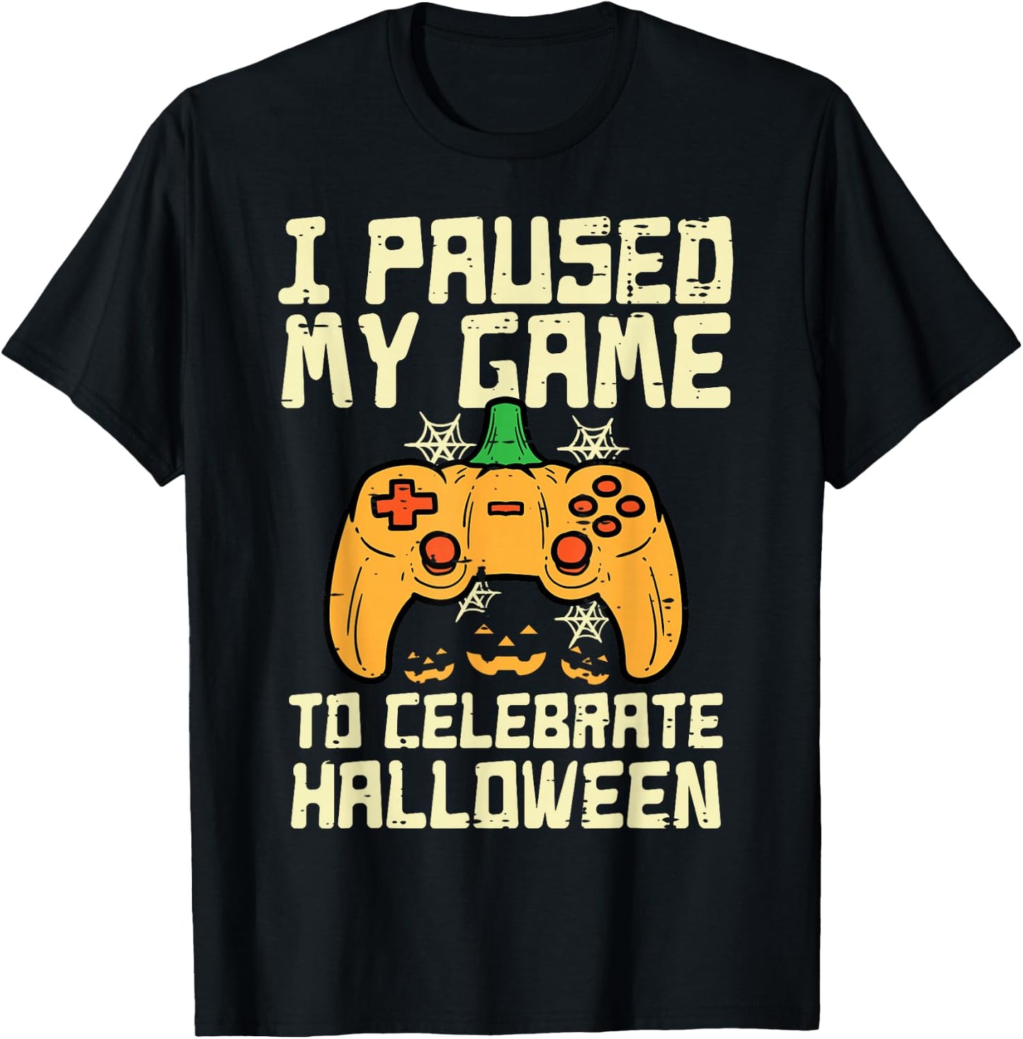 Paused My Game Halloween Gamer Gaming Costume Boys Kids Men T-Shirt - T-Shirt | Black