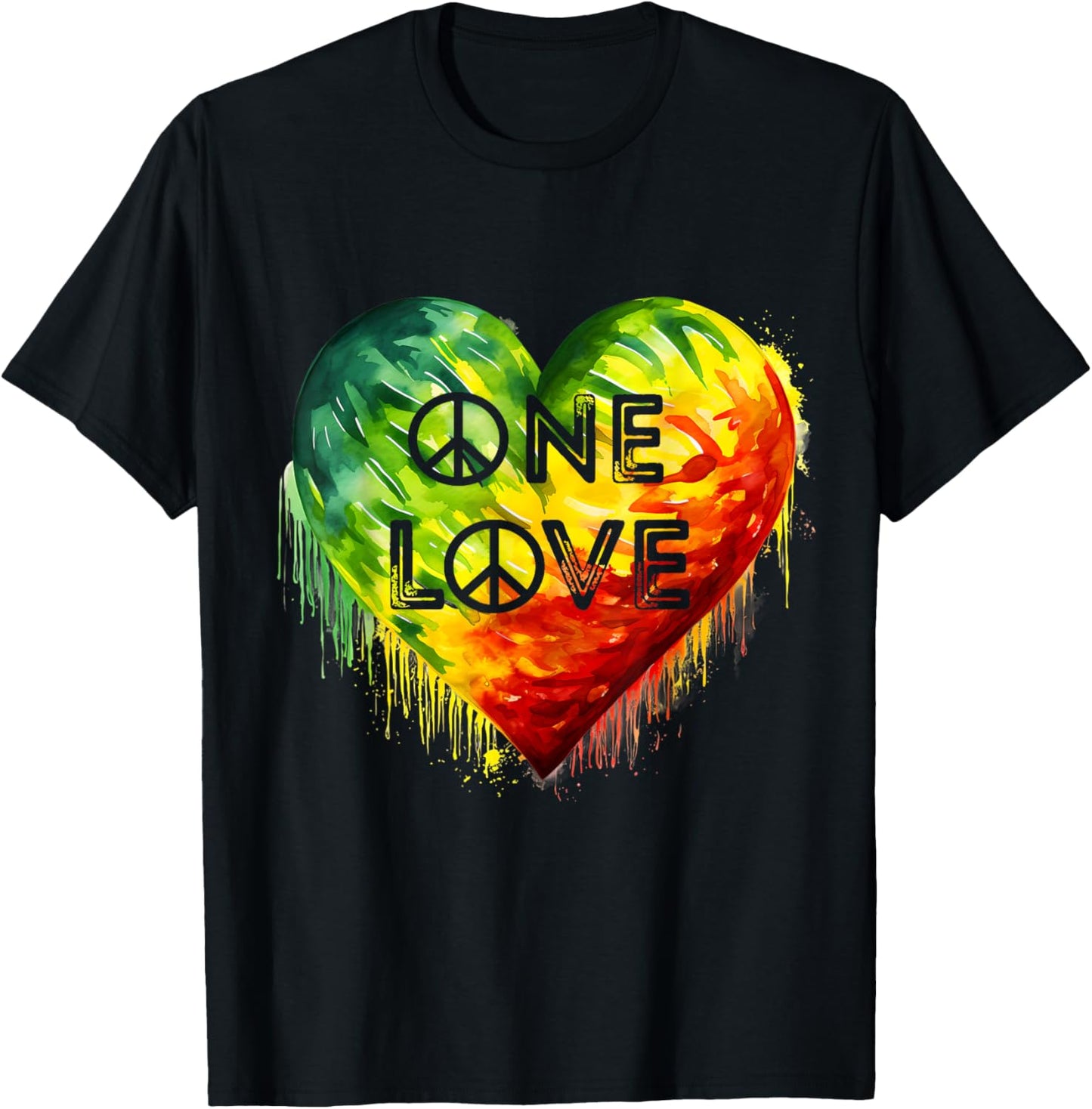 Heart Hippie Jamaica Rastafarian Pride Rasta Roots Rastafari T-Shirt - T-Shirt | Black