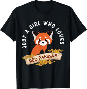 Just A Girl Who Loves Red Pandas Cute Red Panda Kids Girls T-Shirt - T-Shirt | Black