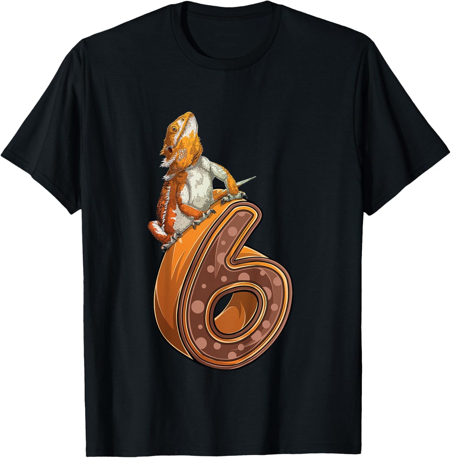 6 Year Old Bearded dragon Reptile 6th Birthday Party B-day T-Shirt - T-Shirt | Black
