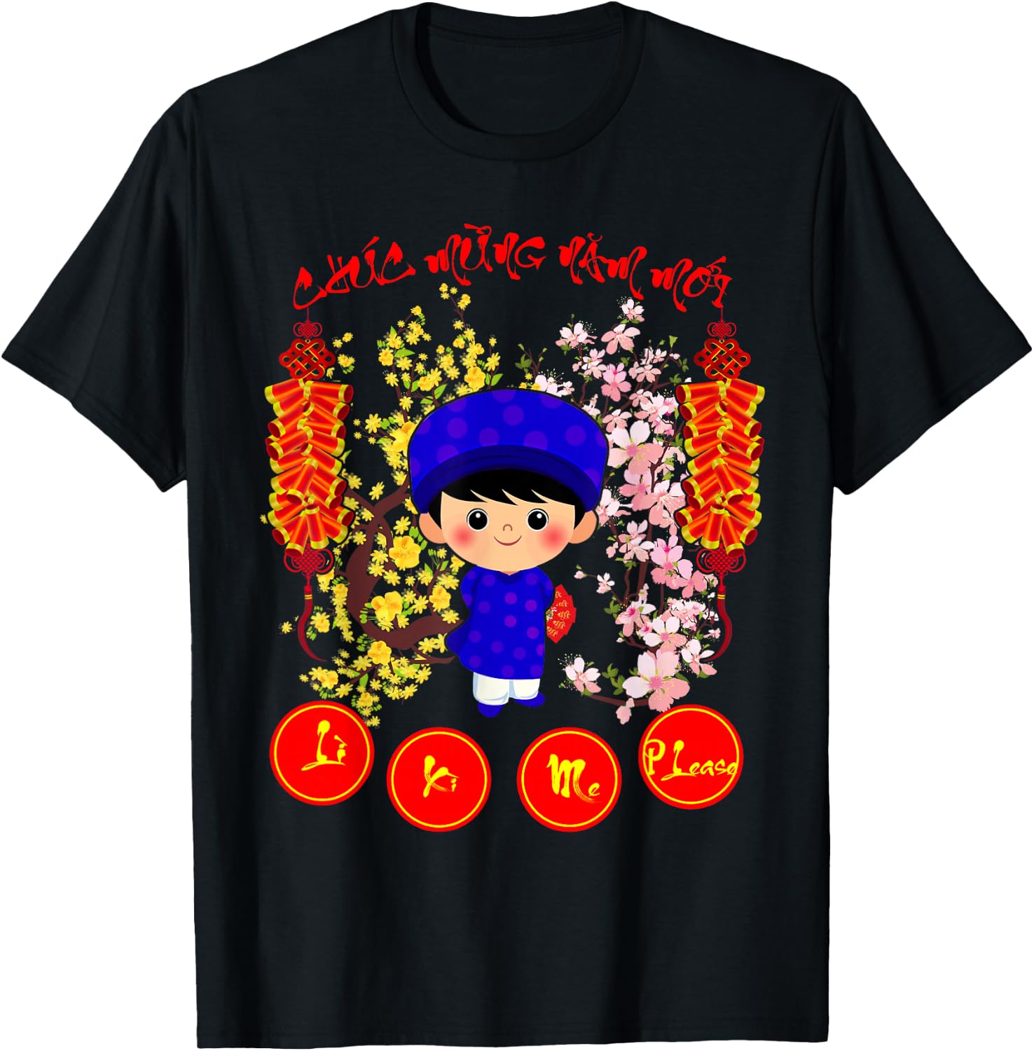 Li Xi Me Please Kid Boys Vietnamese Lunar New Year 2026 T-Shirt - T-Shirt | Black