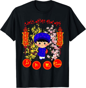 Li Xi Me Please Kid Boys Vietnamese Lunar New Year 2026 T-Shirt - T-Shirt | Black