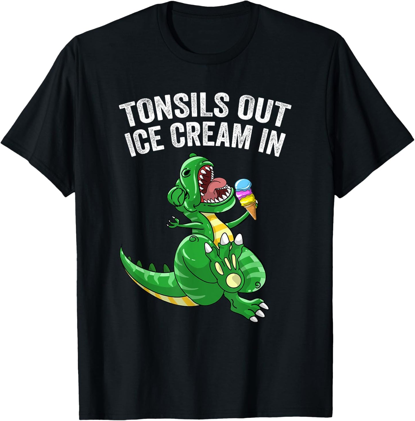 Get Well Gifts Kids Tonsils Dinosaur Tonsillectomy Surgery T-Shirt - T-Shirt | Black