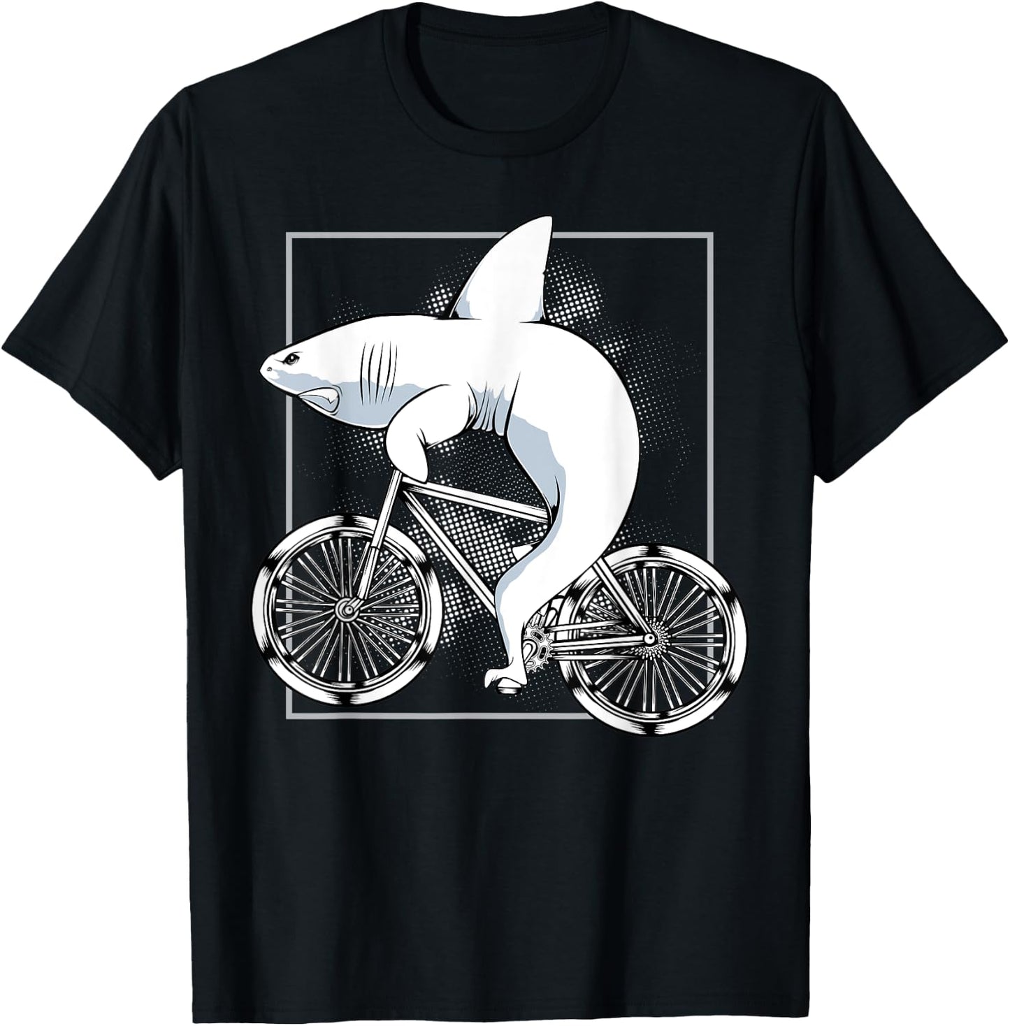 Shark On A Bicycle Cycling Biking Riding Cyclists Gift T-Shirt - T-Shirt | Black