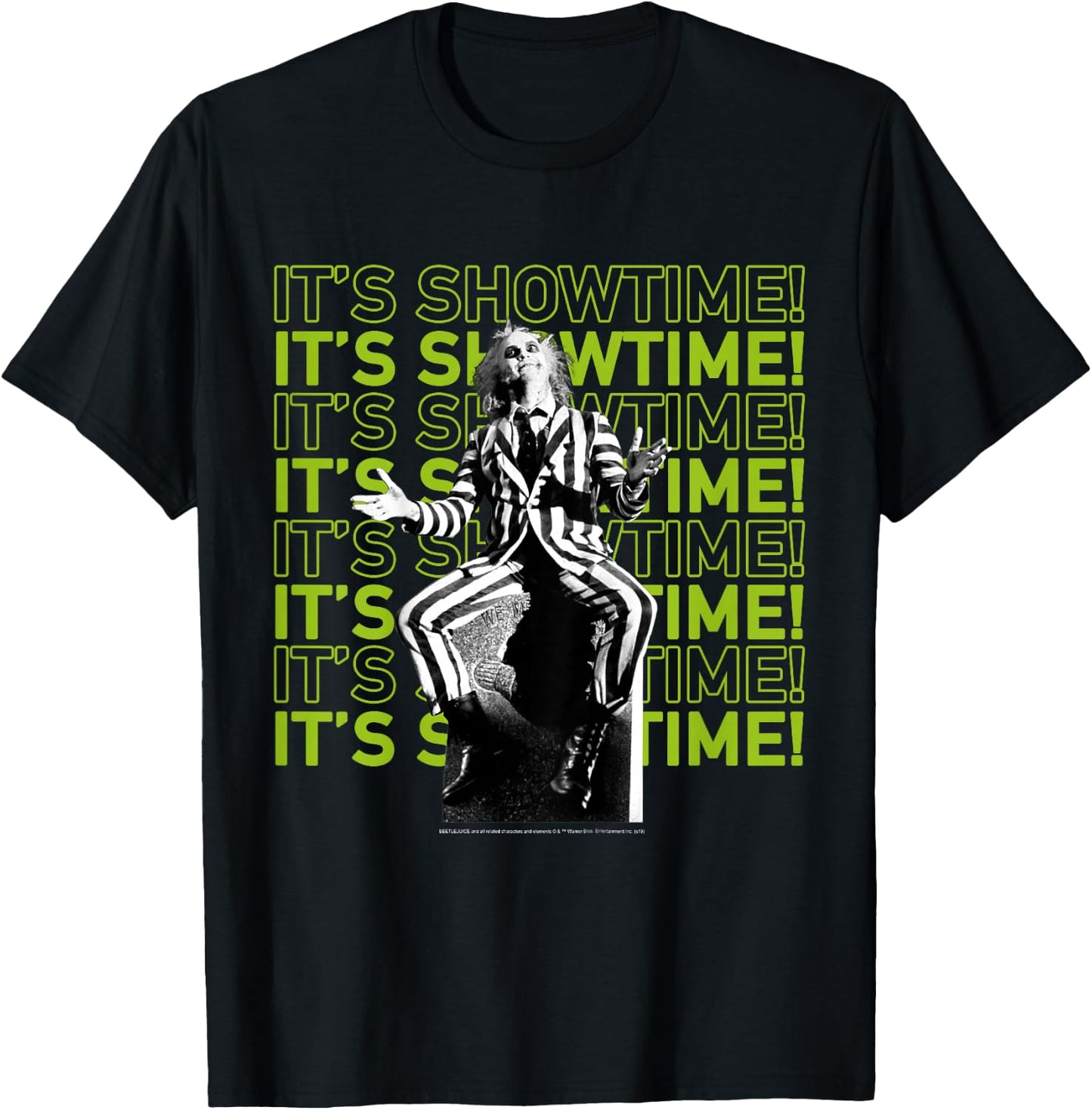 Kids Beetlejuice It's Showtime Text Stack T-Shirt - T-Shirt | Black