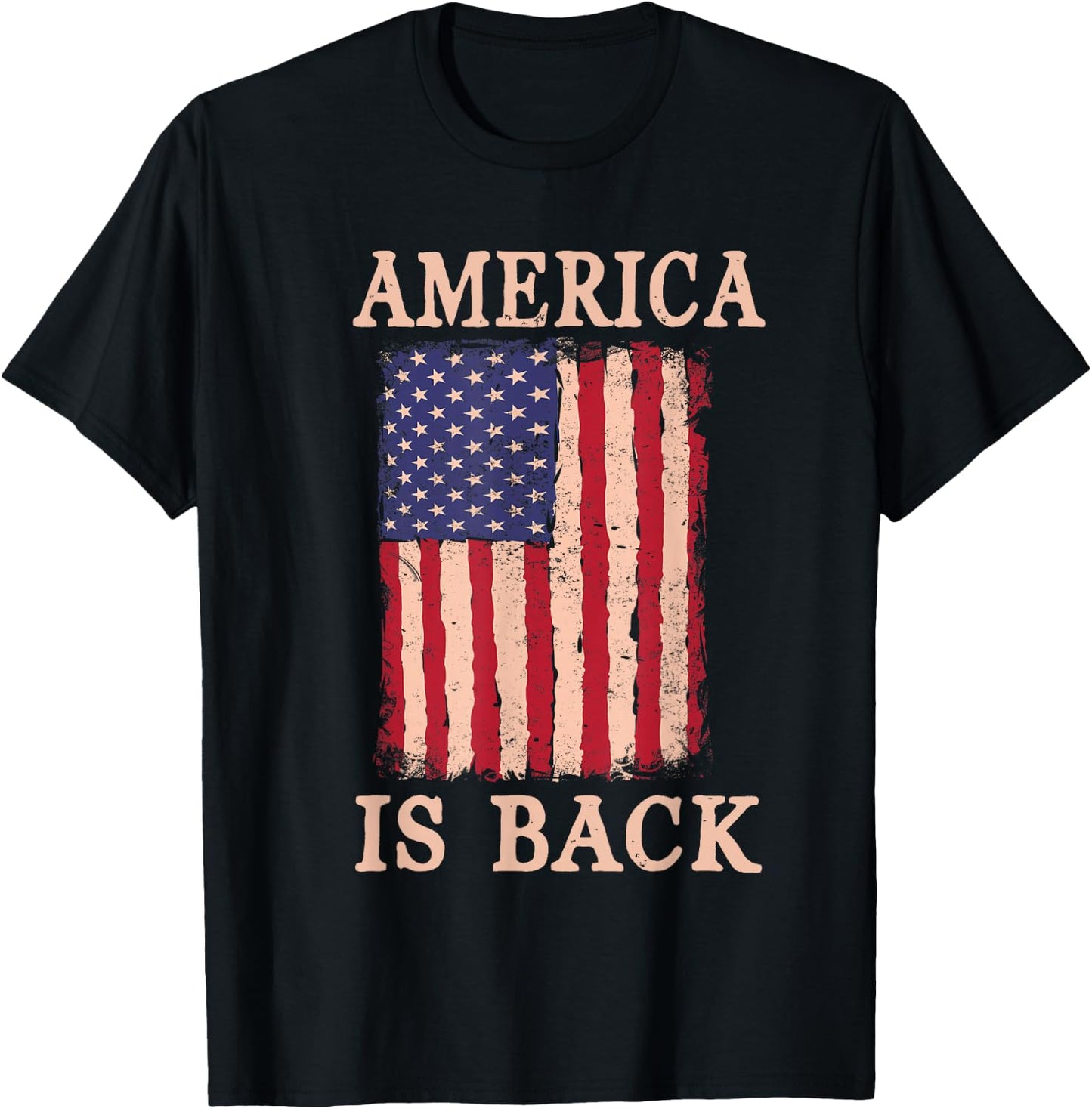 America Is Back - United States Flag US Patriot T-Shirt - T-Shirt | Black