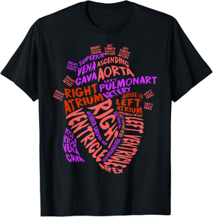 Anatomical Human Heart Cardiology Medical Cardiac Nurse T-Shirt - T-Shirt | Black