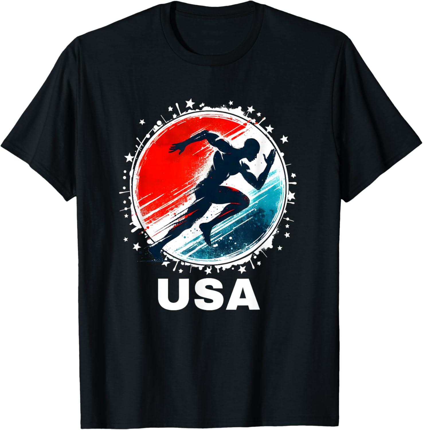 USA Run Track and Field Shirt Track and Field Apparel Track T-Shirt - T-Shirt | Black