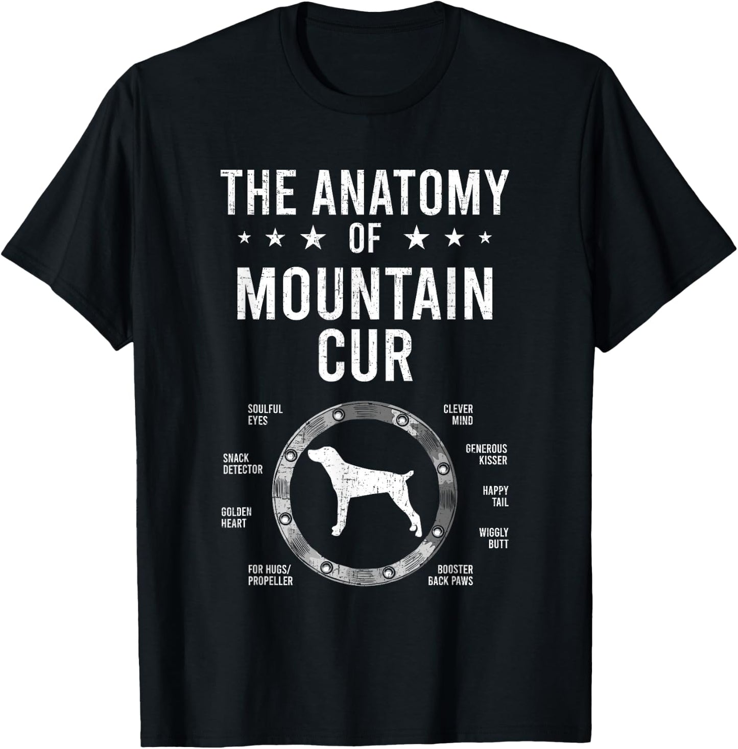 Anatomy of Mountain Cur Dog Lover T-Shirt - T-Shirt | Black