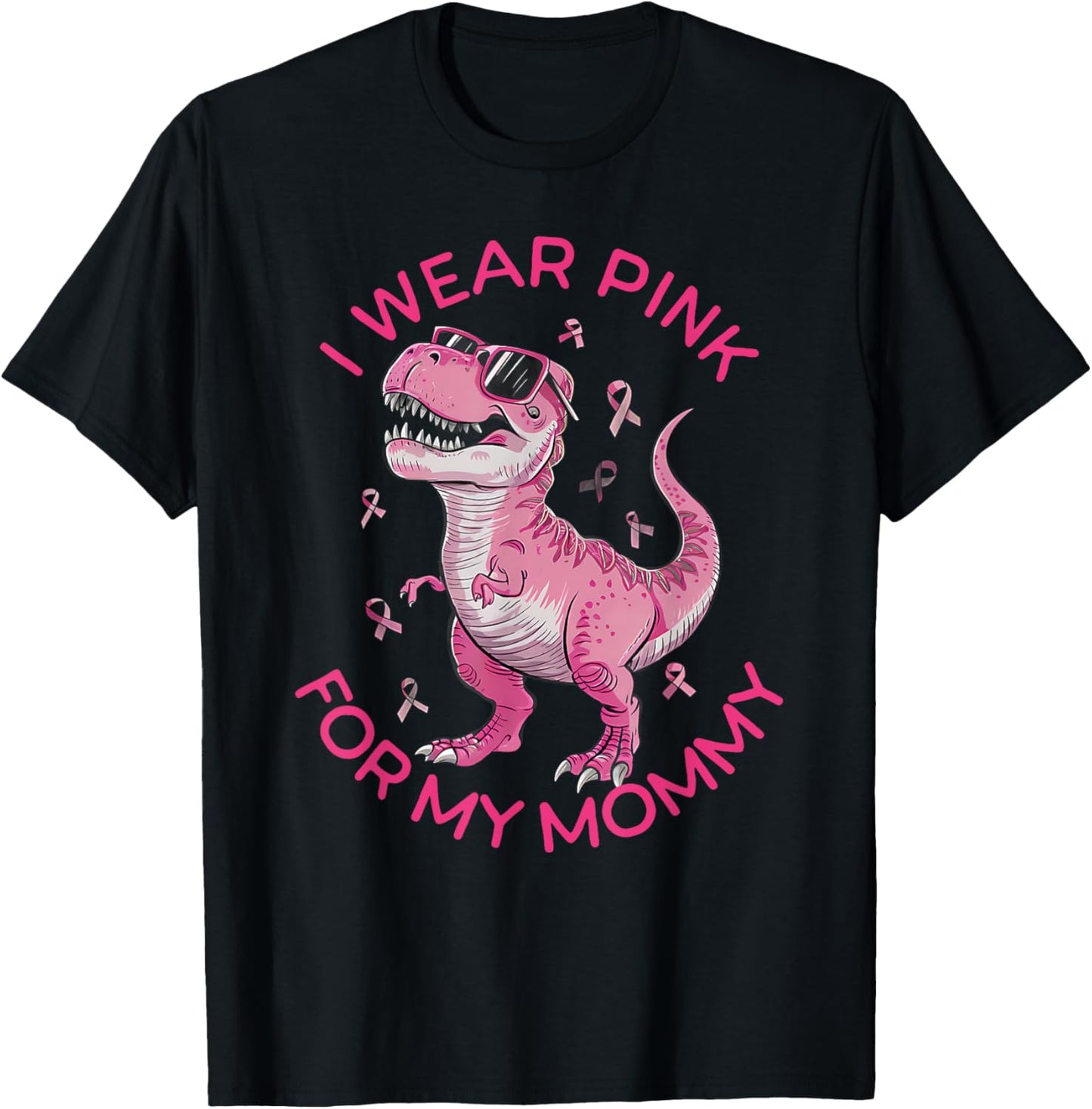 Kids Breast Cancer Awareness I Wear Pink For My Mommy T-Shirt - T-Shirt | Black
