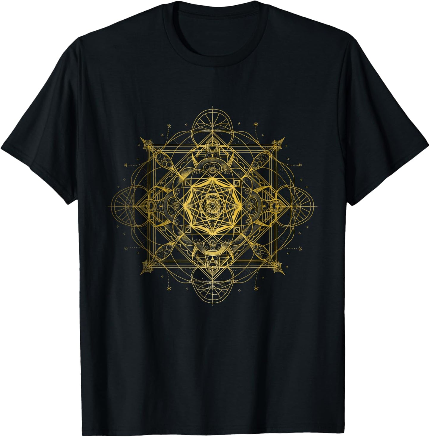 Sacred Geometry Metatron Cube Spiritual Yoga T-Shirt - T-Shirt | Black