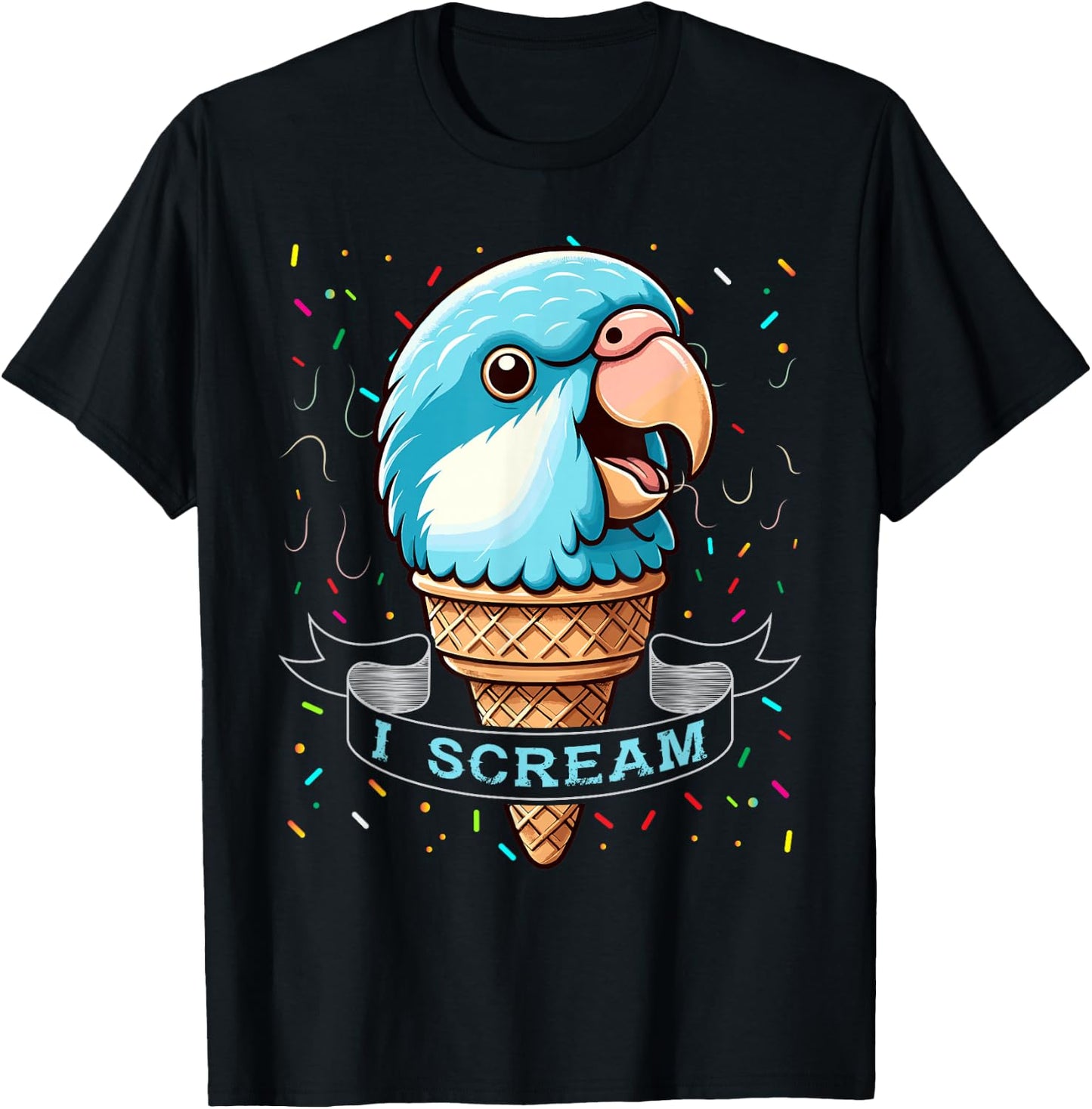 I Scream Ice Cream Blue Quaker Shirt Funny Blue Quaker T-Shirt - T-Shirt | Black