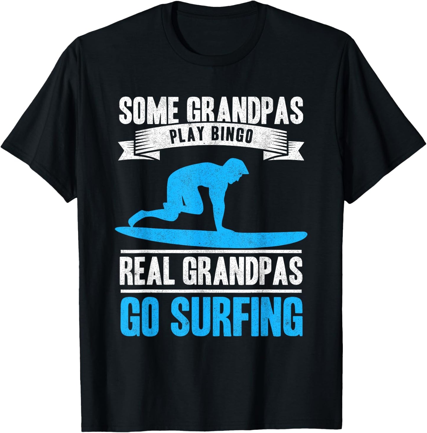 Surf Grandpa Go Surfing Grandfather Surfboarder Old Surfer T-Shirt - T-Shirt | Black