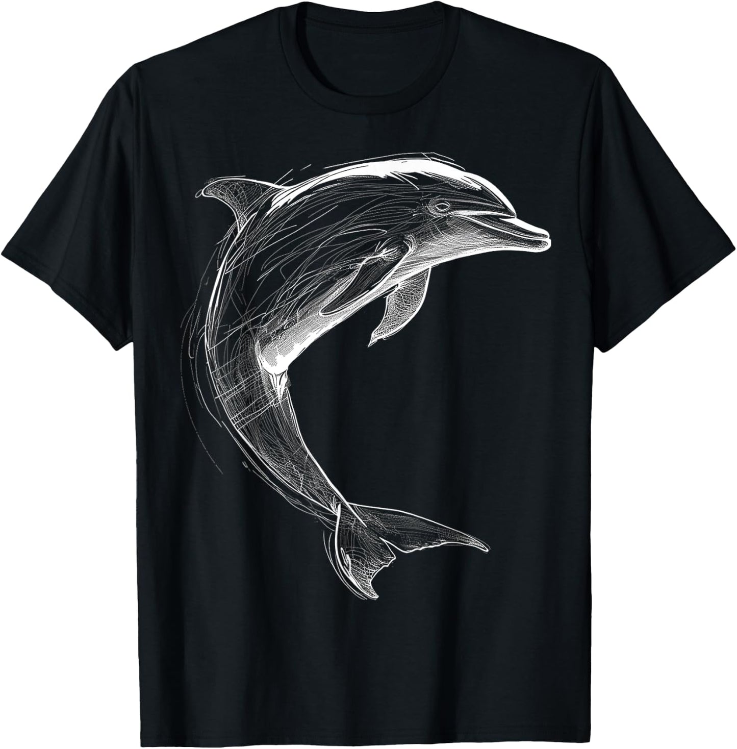 @n!mal Dolphin Lover Drawing Illustration Art Graphic Dolphin , Small T-Shirt - T-Shirt | Black