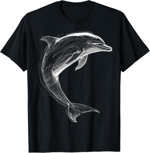 @n!mal Dolphin Lover Drawing Illustration Art Graphic Dolphin , Small T-Shirt - T-Shirt | Black