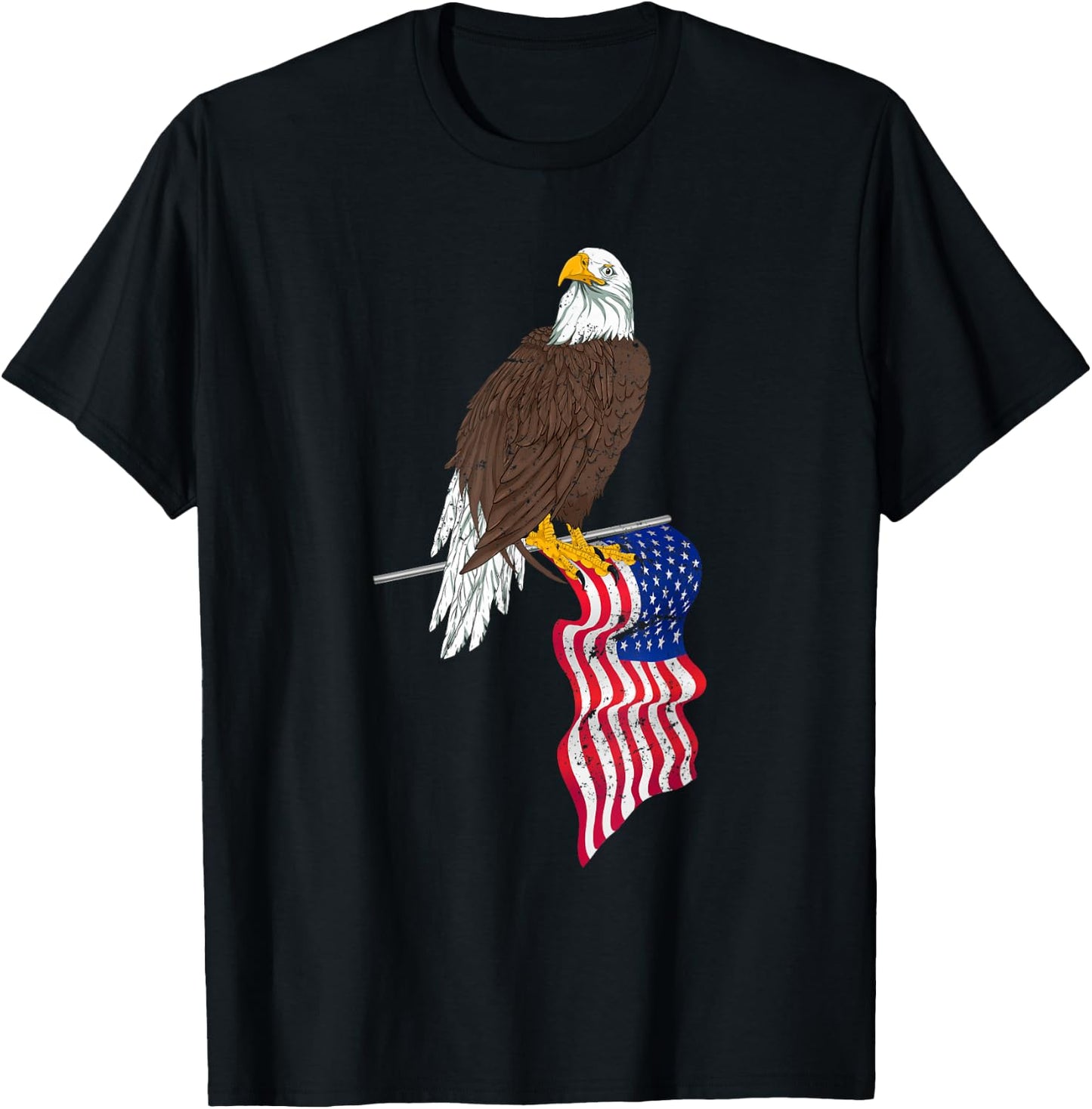 Patriotic US Flag Freedom United States American Bald Eagle T-Shirt - T-Shirt | Black