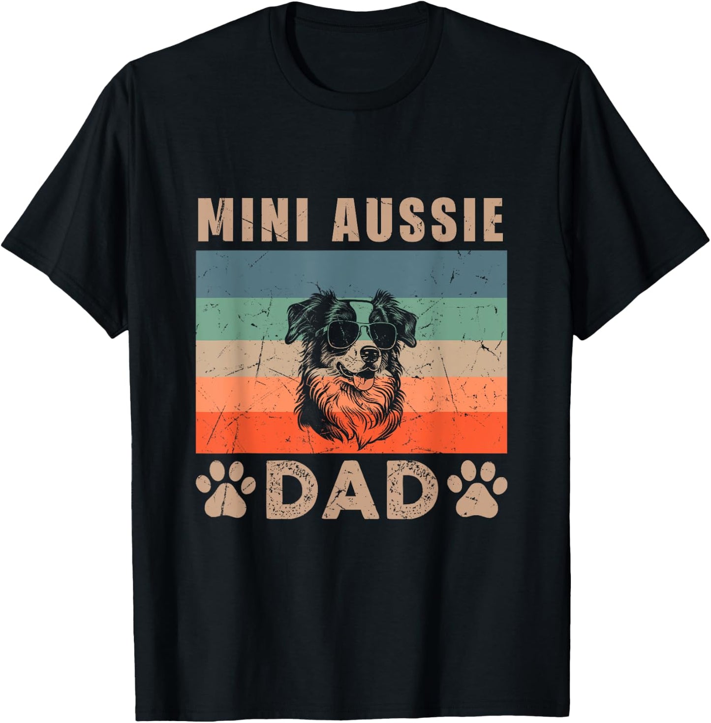 Vintage Mini Aussie Dad Gifts Funny Dog Lover Father's Day Men Women Kids T-Shirt - T-Shirt | Black