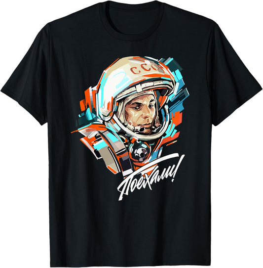 Gagarin Yuri Vintage Sputnik Space T-Shirt - T-Shirt | Black