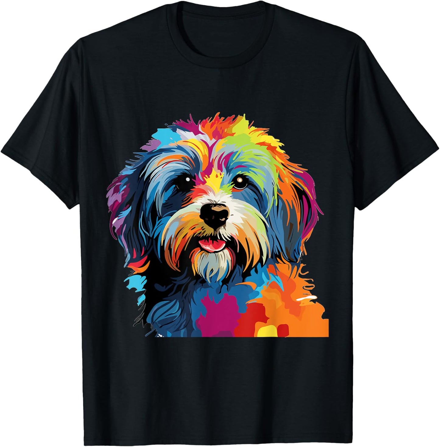 Havanese Dog Breed Pet Cute Colorful Pop Art Graphic T-Shirt - T-Shirt | Black