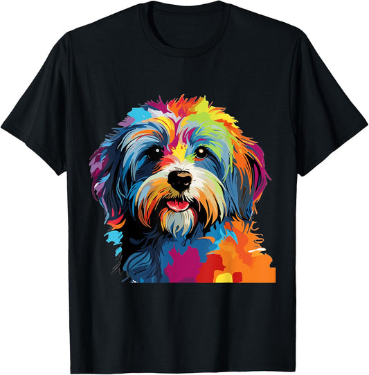 Havanese Dog Breed Pet Cute Colorful Pop Art Graphic T-Shirt - T-Shirt | Black