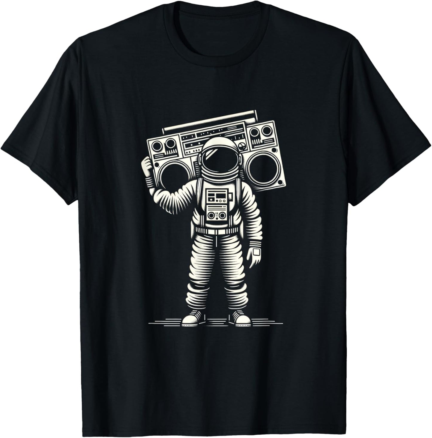 Vintage Astronaut | Men Women (S-6XL) | Graphic T-Shirt - T-Shirt | Black