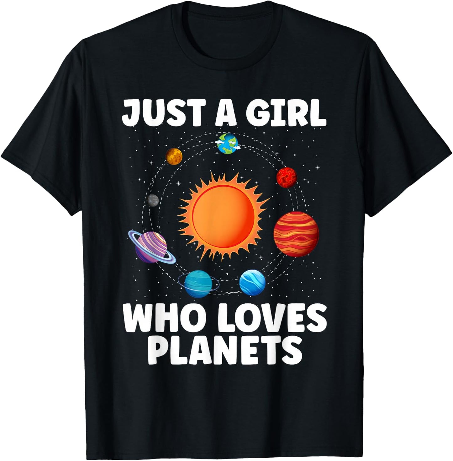Best Planet Art Girls Kids Solar System Science Outer Space T-Shirt - T-Shirt | Black