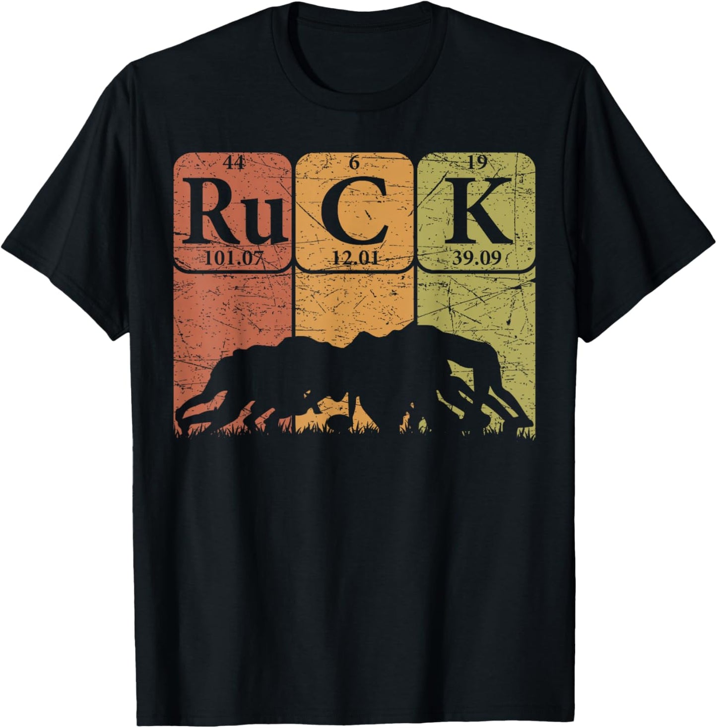 Ruck Rugby Periodic Table Elements Rugby Player Nerd Retro T-Shirt - T-Shirt | Black