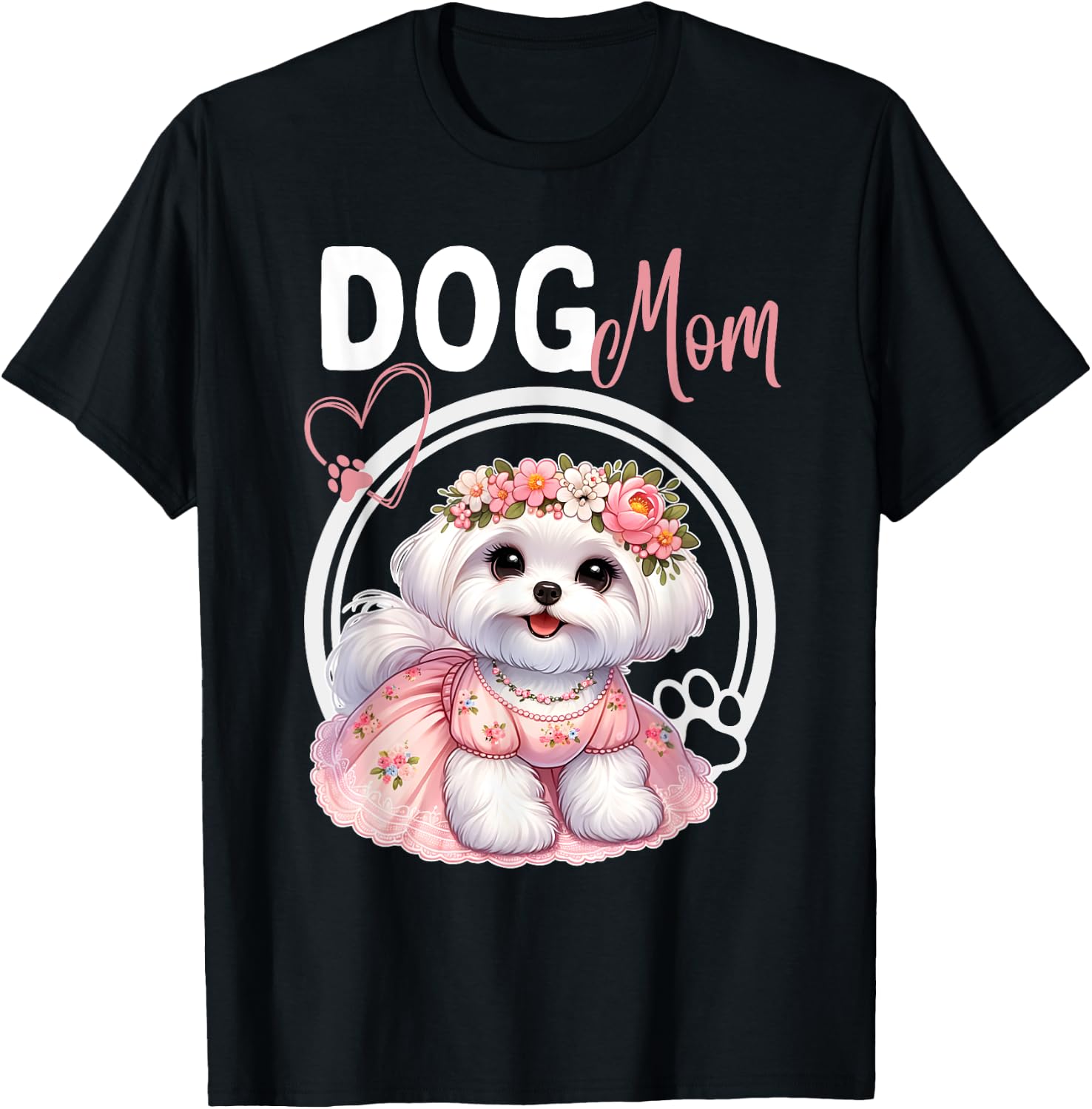 Maltese Dog Mom Pet Lover Mothers Day T-Shirt - T-Shirt | Black