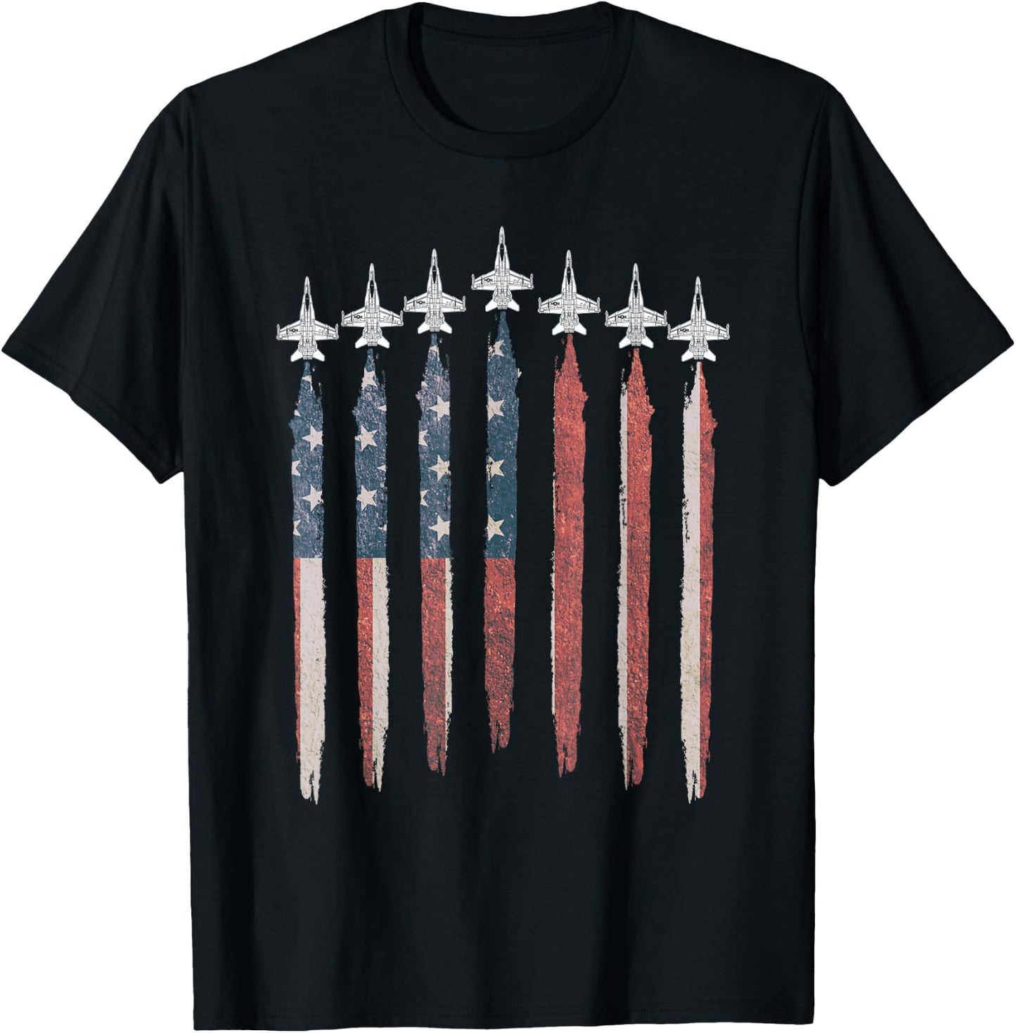 F18 Hornet Fighter Jet USA Flag Airplane F-18 4th Of July Men T-Shirt - T-Shirt | Black