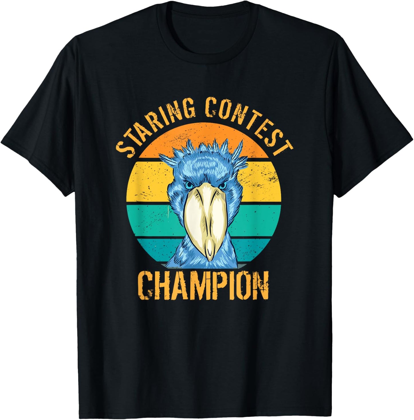 Staring Contest Champion African Bird Shoebill Stork Art T-Shirt - T-Shirt | Black