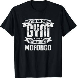 My Head Says Gym But My Heart Says Mofongo Gym Exercise T-Shirt - T-Shirt | Black