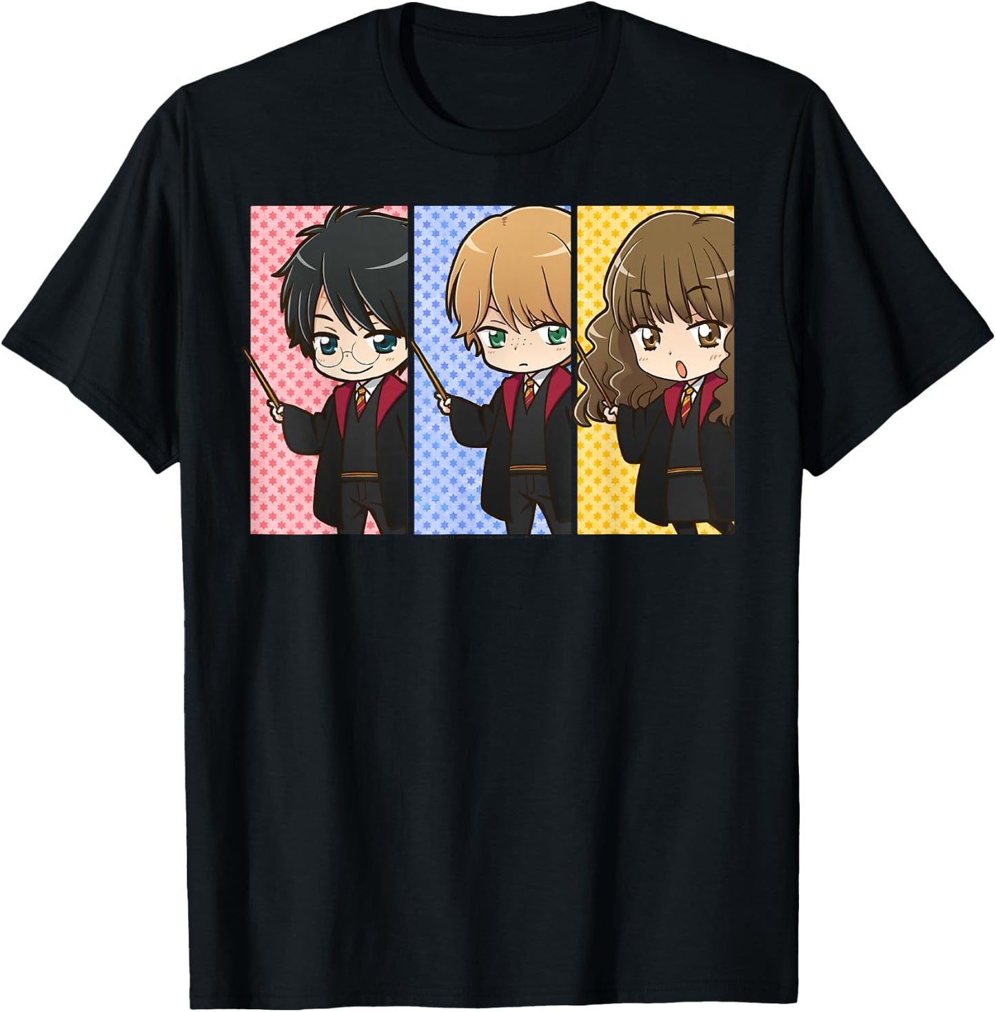 Harry Potter Anime Modern - Black, Small, -Adults, , Short Sleeve, Classic Fit, Cotton 100% T-Shirt - T-Shirt | Black