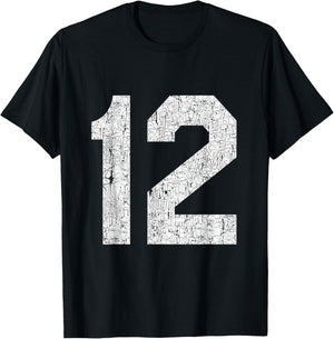 #12 Jersey Uniform Varsity Sports Number, 12th Birthday T-Shirt - T-Shirt | Black