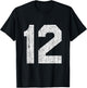 #12 Jersey Uniform Varsity Sports Number, 12th Birthday T-Shirt - T-Shirt | Black